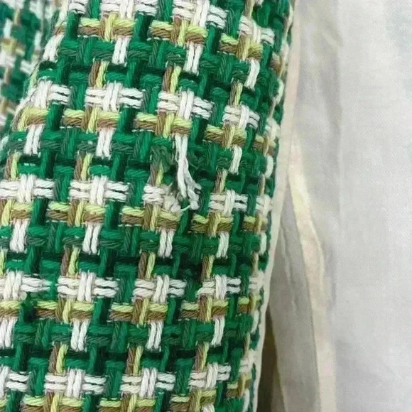 Blogger Favorite Green Zara Woven Textured Double Breasted Tweed Blazer Size S - Picture 10 of 13